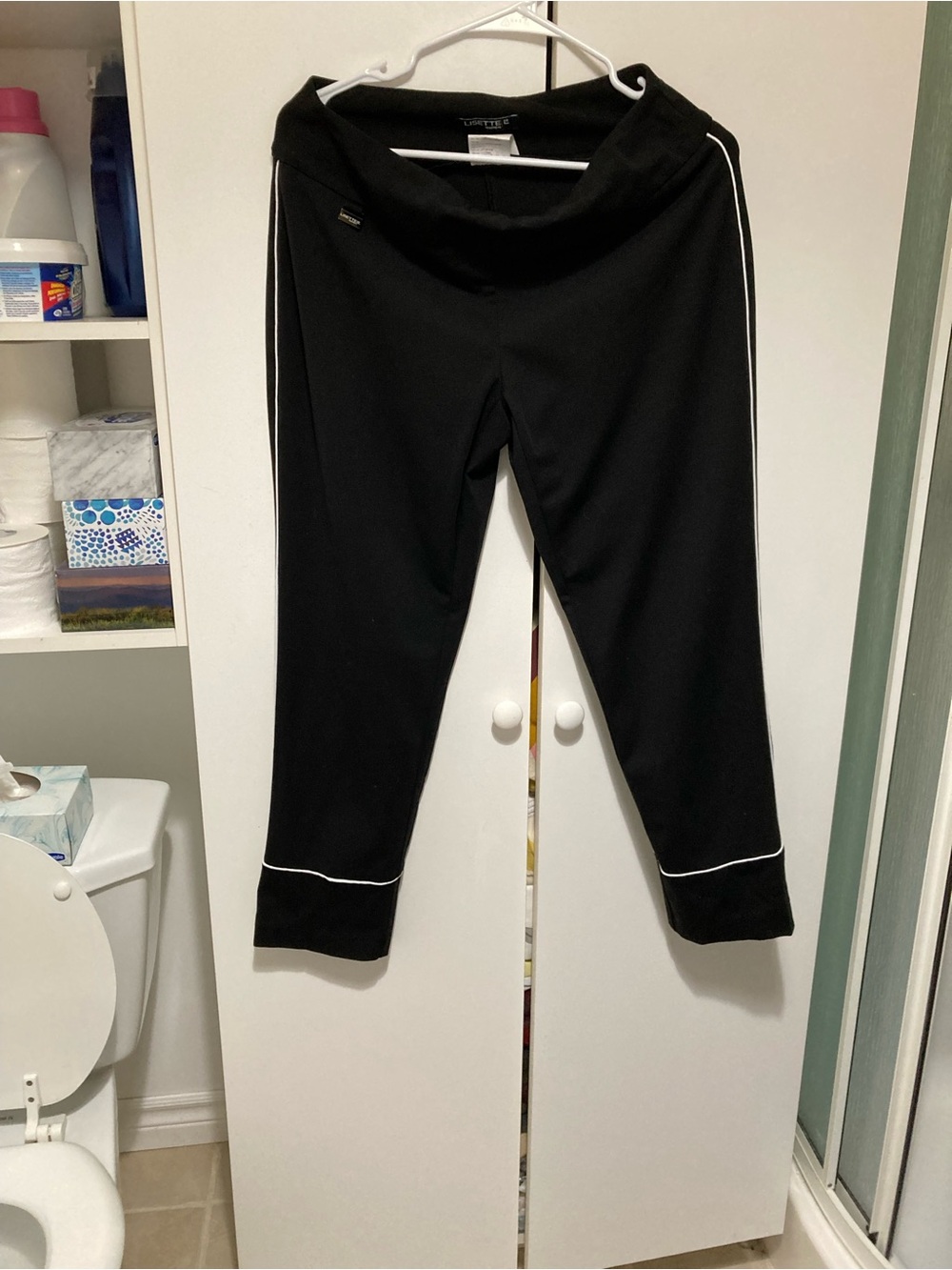 LISETTE Black Sweatpants with White Piping